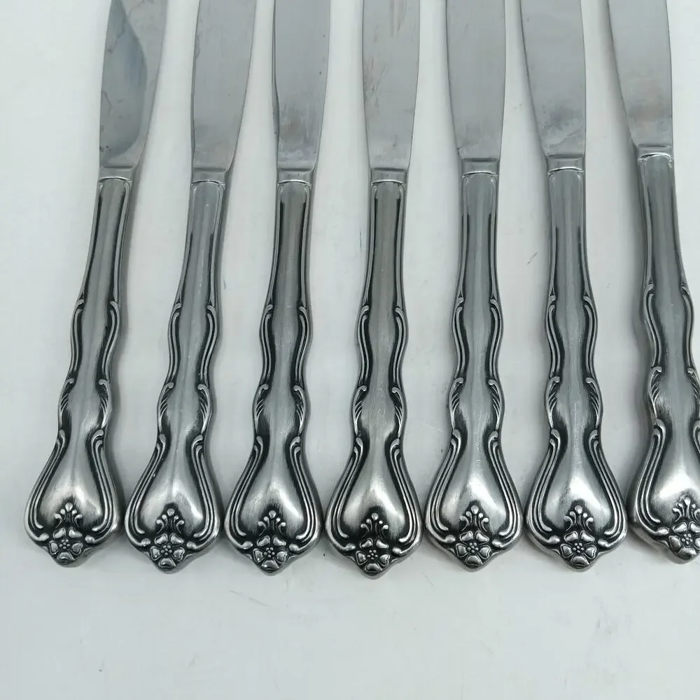 7X BK Vtg Noritake 18-8 Stainless Japan Sylvia Flatware Butter Knives Silverware